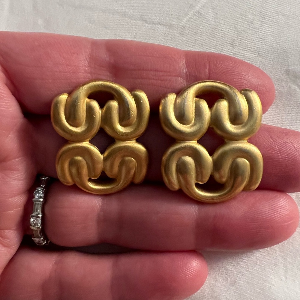 Vintage Matte Brushed Gold Anne Klein Fashion Earrings